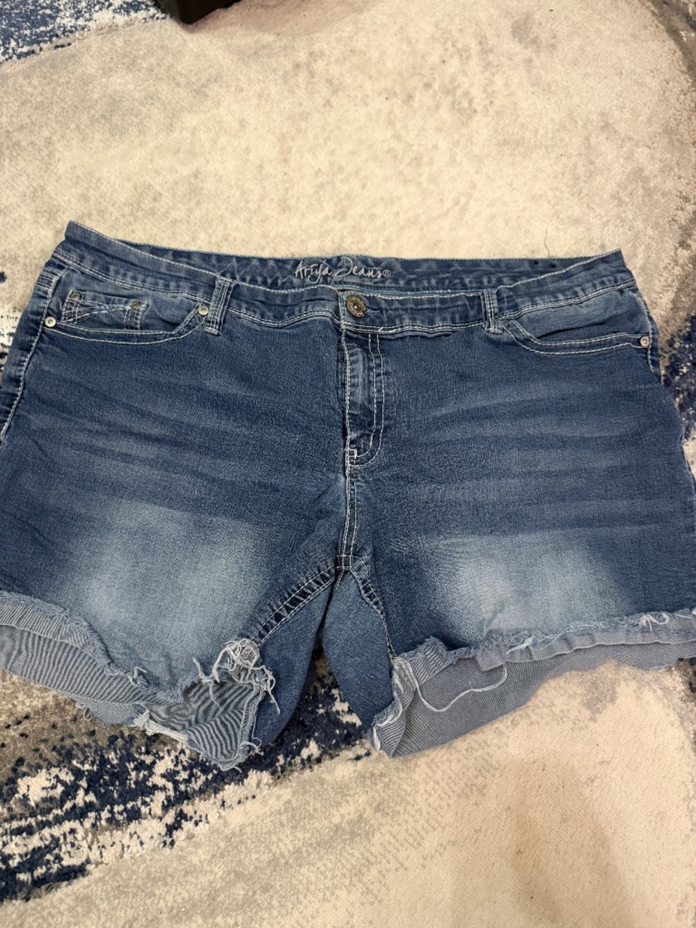 Ariya Jeans Size 24 Denim Shorts Distressed Raw Hem Plus Size